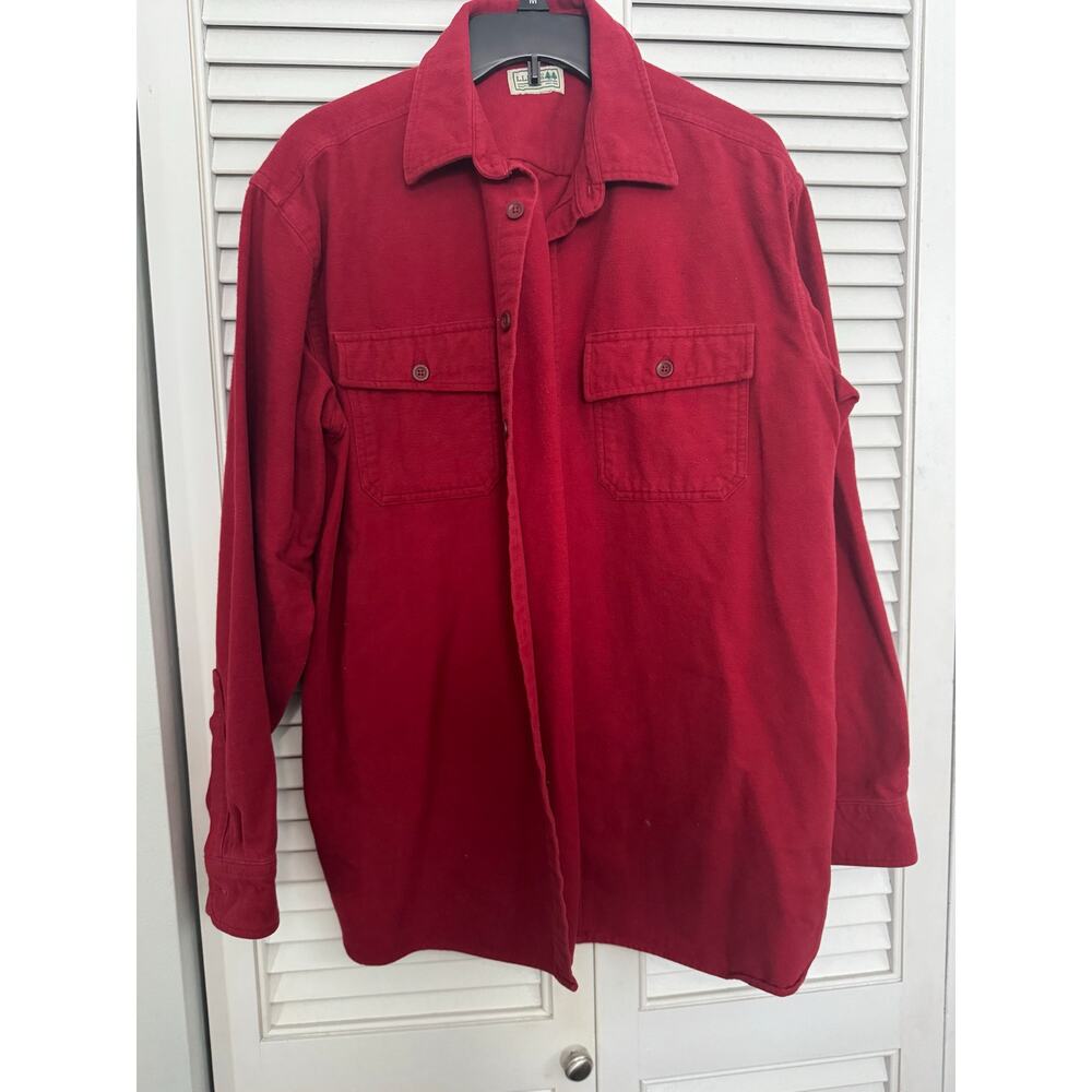 L.L. Bean Cotton Oversized Causal Button Down Red Sz: XL